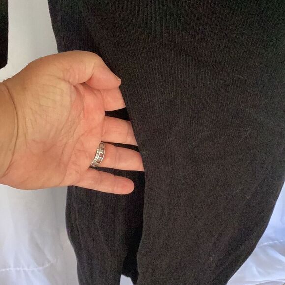 ASTR The Label Faux Wrap Ribbed Knit Sweater Dress Women’s Small Black Bodycon H - Picture 5 of 9